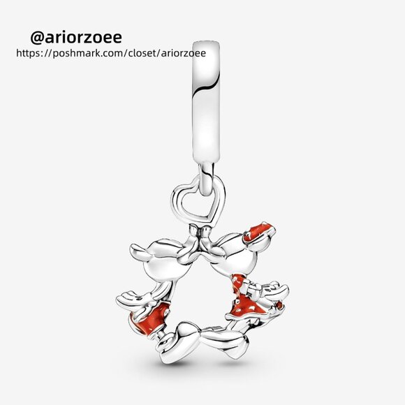 Pandora Disney Mickey Mouse & Minnie Mouse Kissing Dangle Charm - Picture 2 of 6